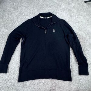 Ted Baker Black 100% Wool Tooting 1/2 Zip Long Sleeve Knit Sweatshirt Sz 4 Large